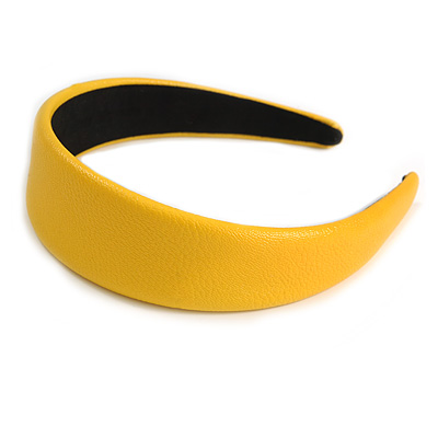 Banana Yellow Wide Chunky PU Leather, Faux Leather Hair Band/ HeadBand/ Alice Band
