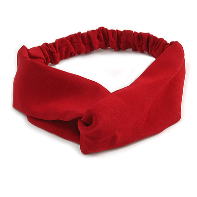 Classic Burgundy Red Twisted Fabric Elastic Headband/ Headwrap - main view