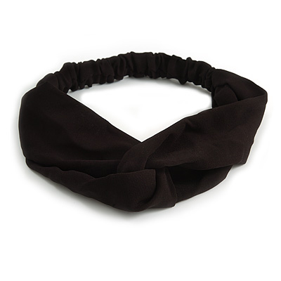 Classic Black Twisted Fabric Elastic Headband/ Headwrap - main view