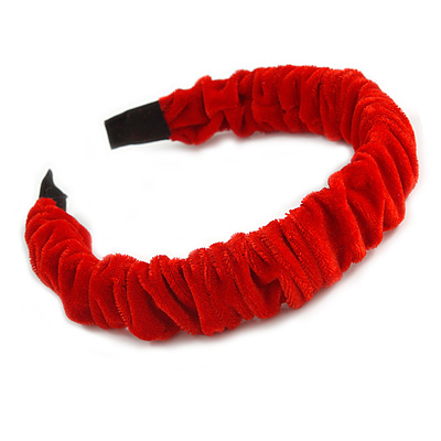 Scarlet Red Velour Fabric Flex HeadBand/ Head Band