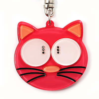 Plastic Funky Cat Key Ring/Handbag Charms (Pink) - main view