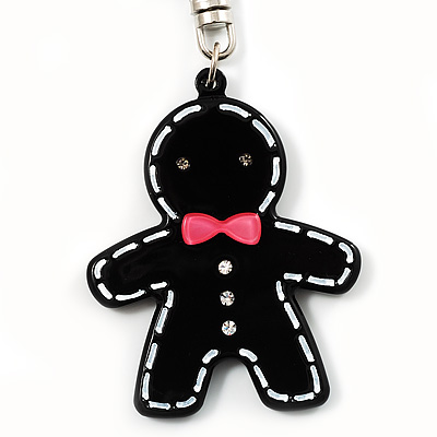 Black Gingerbread Man Plastic Keyring/ Handbag Charm - main view