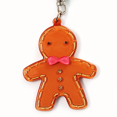 Gingerbread Man Plastic Keyring/ Handbag Charm - main view