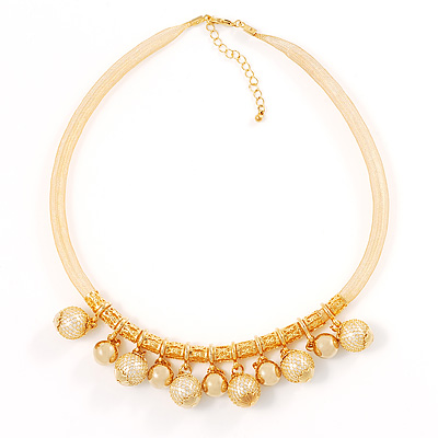 Exquisite Gold Tone Stretch Costume Necklace - main view