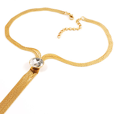 Gold Plated Hollywood Style Long Tassel Necklace - main view