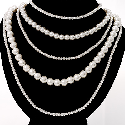 5-Strand Imitation Pearl Costume Necklace - main view