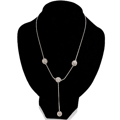 Silver Tone Textured Fashion Drop Necklace - main view