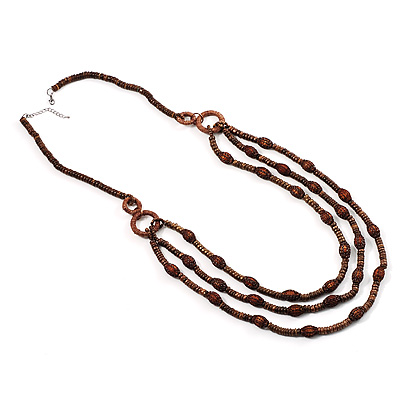 Long Multi Strand Wooden Bead Necklace - main view