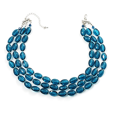 Teal Plastic Bead Multistrand Necklace