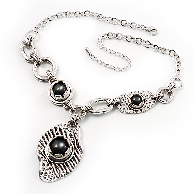 Unique Vintage Hammered Necklace (Black) - main view