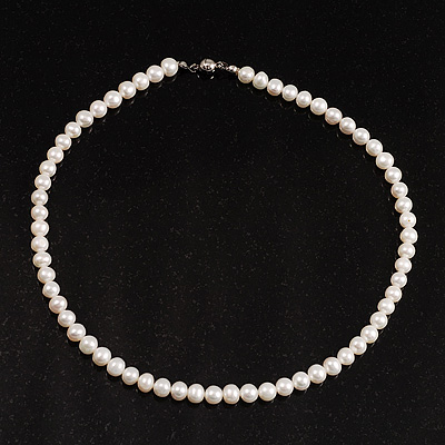 Snow White Freshwater Pearl Necklace (6mm) - main view