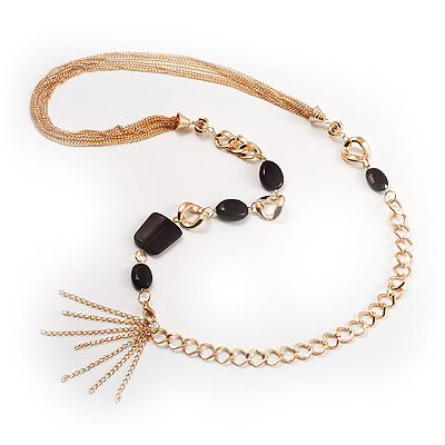 Long Gold Tone Multistrand Tassel Necklace