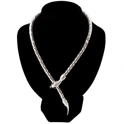 Mesmerizing Silver Tone Snake Choker Necklace - 44cm Length - main view