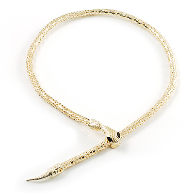 Mesmerizing Gold Tone Snake With Red Eyes Choker Necklace - main view