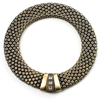 Vintage Style Wide Mesh Magnetic Choker (Bronze Tone)