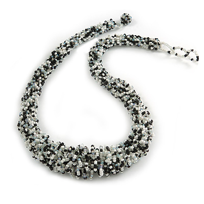 Black & White Chunky Glass Bead Necklace - 60cm Long - main view