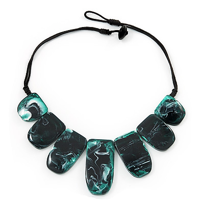 Forest Green Resin Nugget Satin Cord Necklace - main view