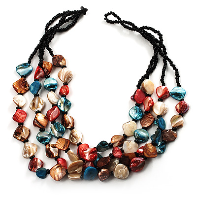 3 Strand Multicoloured - Composite Bead Necklace - main view
