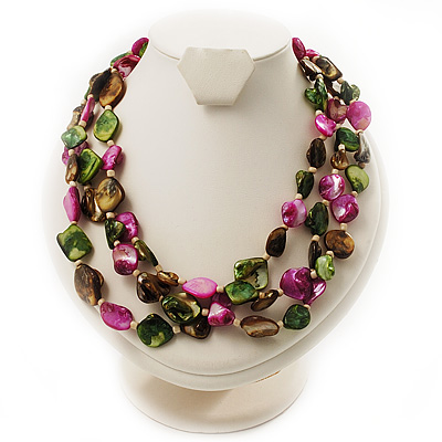 3 Strand Multicoloured - Composite Bead Necklace - main view