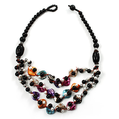 3 Strand Multicoloured Shell & Bead Necklace - main view