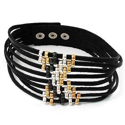 Party Multistrand Leather Choker Necklace - main view