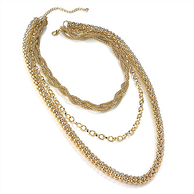 Chic Gold Tone Multi Strand Chain Necklace - 64cm Length - main view