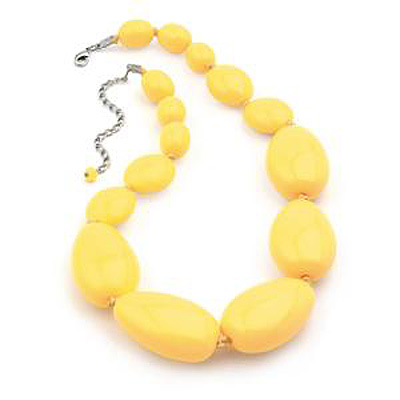 Bright Yellow Plastic Graduated Nugget Choker Necklace - 38cm Length - main view