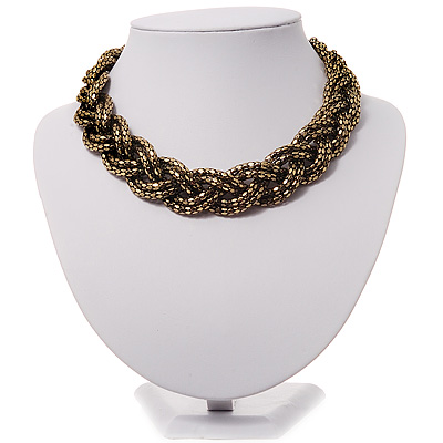 Chic Braided Choker Necklace (Bronze Tone) - 36cm Length - main view