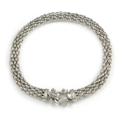 Silver Tone Mesh 'Buckle' Choker Necklace