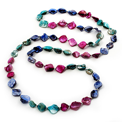 Long Multicoloured Shell Necklace -134cm Length - main view