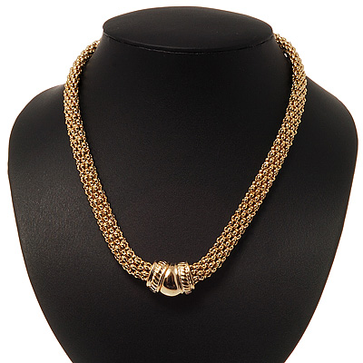 Gold Plated Mesh Magnetic Necklace - 42cm length - main view