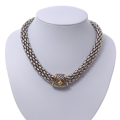 Two-Tone Mesh Magnetic Necklace - 40cm Length - main view