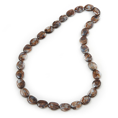 Long Brown 'Marble Effect' Resin Nugget Necklace - 86cm Length - main view