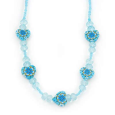 Children's Blue 'Heart' Necklace - 36cm Length/ 4cm Extension - main view