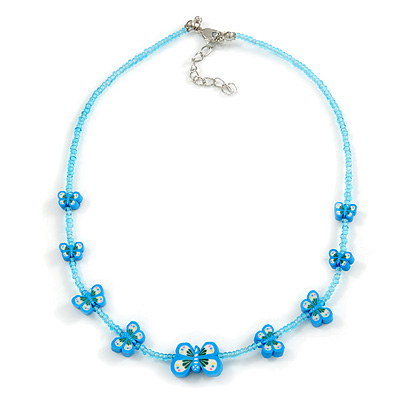 Children's Blue Butterfly Necklace - 36cm Length/ 4cm Extension - main view