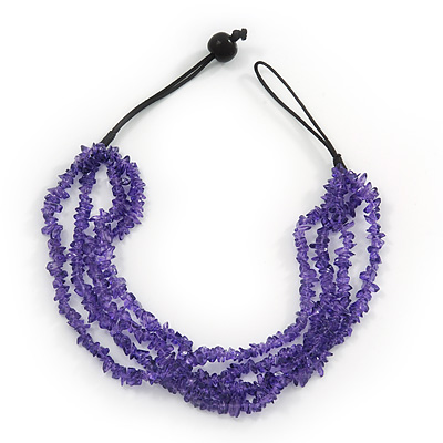 Multistrand Purple Glass Bead Necklace - 44cm Length - main view