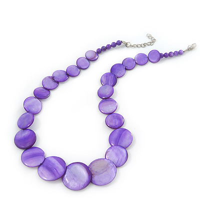 Purple Shell Necklace In Silver Plating - 40cm Length/ 3cm Extension - main view