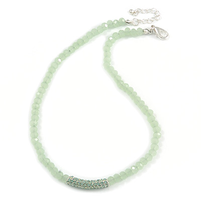 Light Green Mountain Crystal and Swarovski Elements Choker Necklace - 36cm Length (5cm extension) - main view