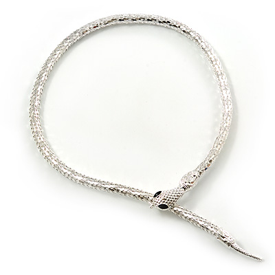 Silver Tone 'Snake' Necklace - 43cm Length - main view