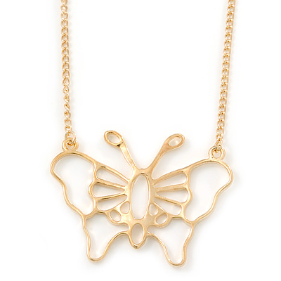 Gold Plated Open Butterfly Pendant With 36cm L/ 6cm Ext Chain - main view
