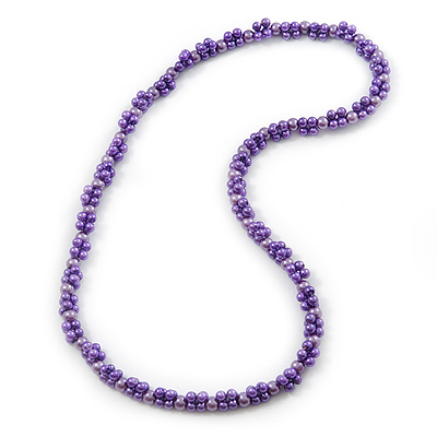 Purple Cluster Acrylic Bead Necklace - 70cm L