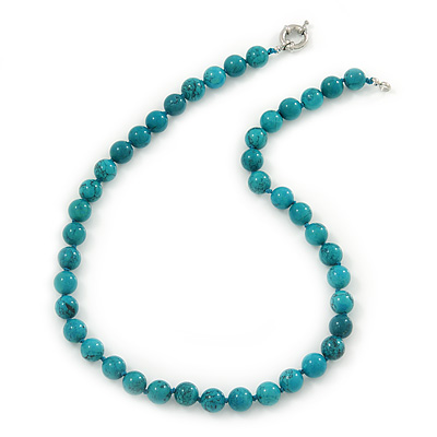10mm Turquoise Bead Necklace With Spring Ring Closure - 47cm L - main view