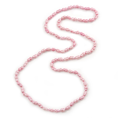 Long Rope Baroque Pink Freshwater Pearl Necklace - 116cm L