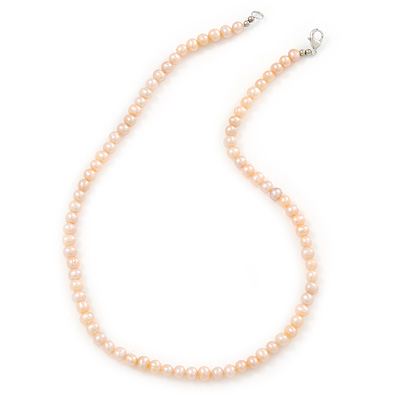 6-7mm Pale Pink Semi-Round Freshwater Pearl Necklace In Silver Tone - 43cm L