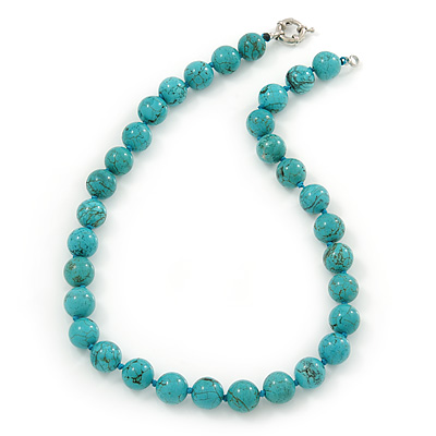 12mm Turquoise Bead Necklace With Spring Ring Closure - 47cm L - main view