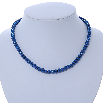 7mm Acrylic Duke Blue Bead Necklace - 37cm L - main view