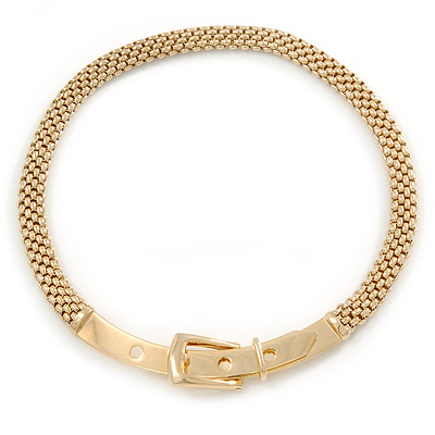 Stylish Gold Plated Belt Mesh Choker Necklace - 38cm L - main view