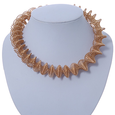 Chunky Spiral Choker Necklace In Gold Plating - 42cm Length/ 8cm Extension - main view
