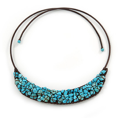 Romantic Turquoise Bead 'Heart' Flex Choker Necklace Adjustable Romantic Turquoise Bead 'Heart' Flex Choker Necklace Adjustable