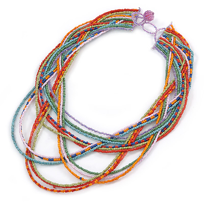 Multicoloured Multistrand Bib Style Necklace - 50cm L - main view